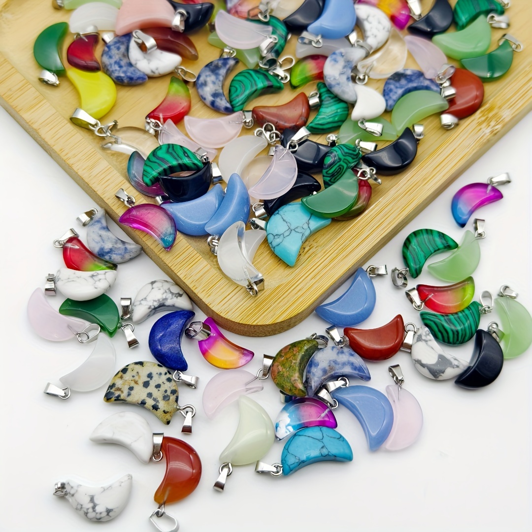 

30pcs Mixed Pendants Set - Assorted Semi-precious Stone Charms For Diy Earrings & Necklaces Jewelry Crafting Accessories