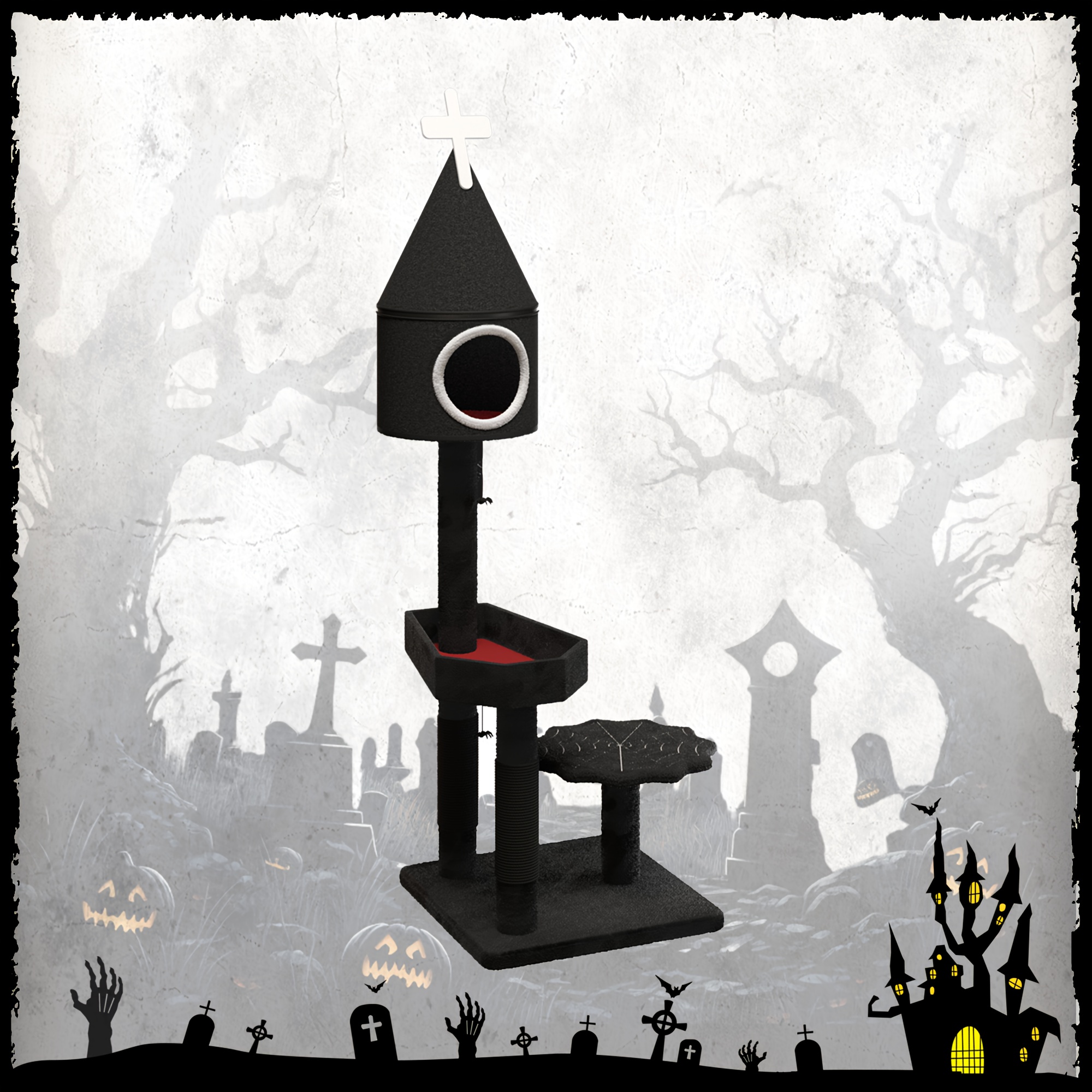 Coffin Cat Tree Gothic Cat Tree Tower With Coffin Cat Bed For