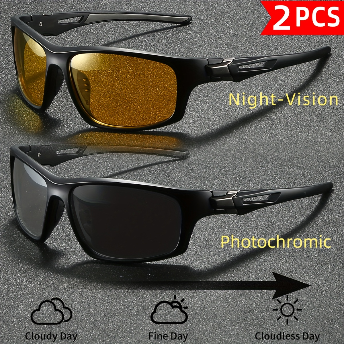 TEMU Of Men's And Women's Fashion Fashion Glasses Tac Photochromic Polarized Night Vision Decorative Glasses Multi-scene Indoor And At Night Suitable