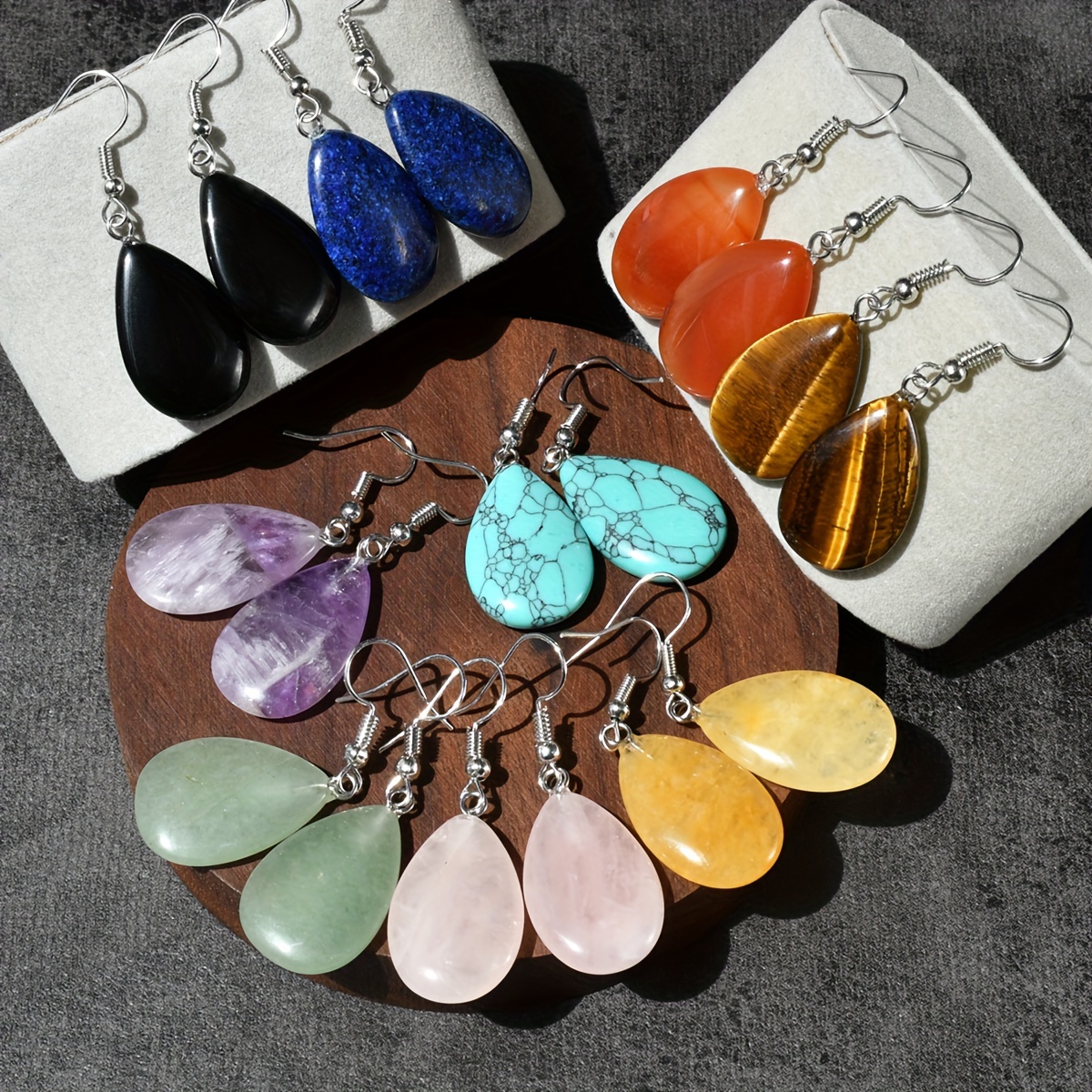 

Style Vacation Ear Jewelry Natural Stone Shaped Dangle Earrings