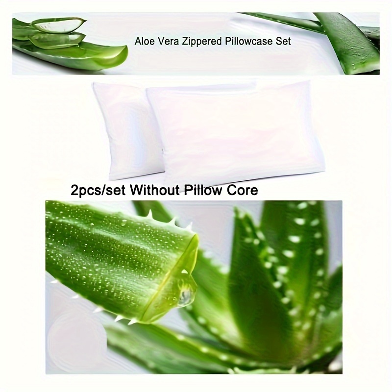 

2pcs/set Aloe Vera Pillowcases With Zipper, Soft Microfiber Pillow Protector, Bed Bug Proof, Anti Skin Aging Pillow Protector For Bedroom Guest Room Sofa Home Decor