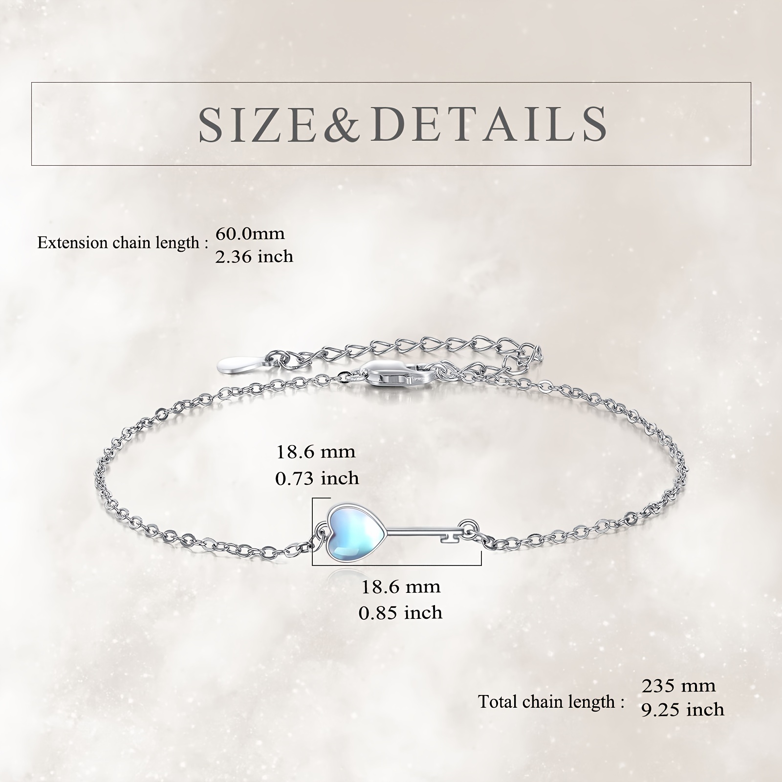 Moonstone Key Bracelet 925 Sterling Silver Moonstone Jewelry Gift