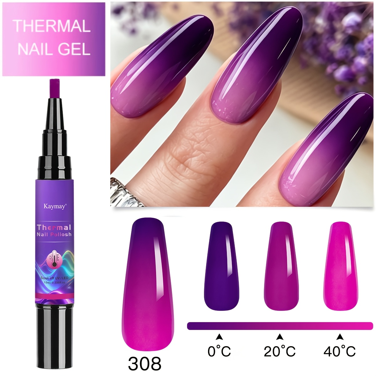 6 Colors Temperature -step Nail Polish Gel 10ml Color With Temperature, Glossy, Durable, Long-lasting, Needs /led Lamp To, Easy To Apply, Suitable For Travel And Parties