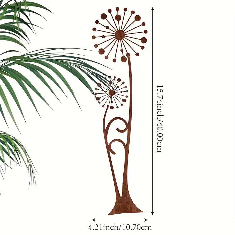 E-shop 【2D Flat】 [2D Flat] . Rostiger Löwenzahn Garten Dekoration - Blumenförmiger Metall Gartenstecker, Klassischer Stil für Weihnachten, Ostern,