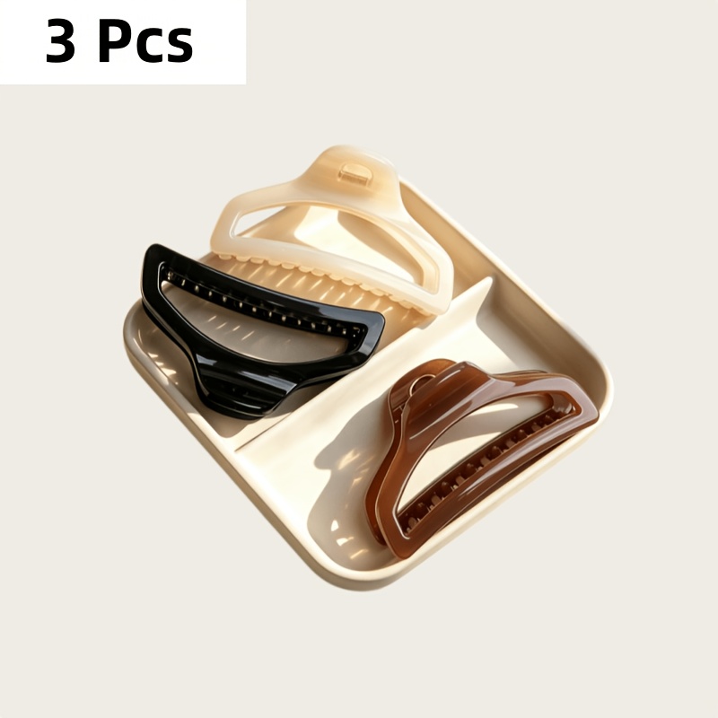 TEMU 3pcs Melard Hollow Geometric Hair Claw Clips, Amber-, Premium-looking Updo Hair Clips, Professional Women's Commuting Hair Clips, Made Of