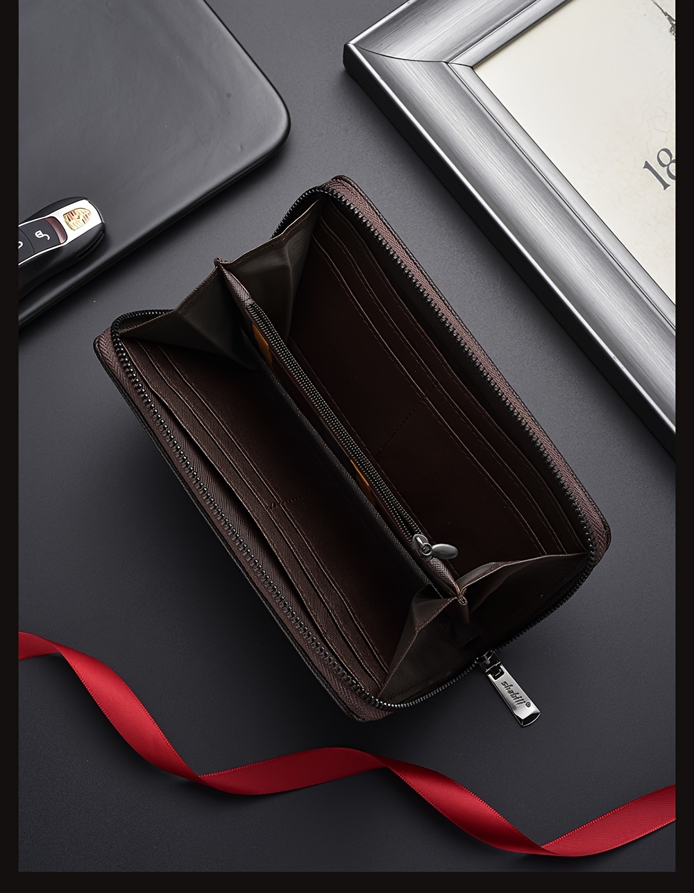 Cartera larga para hombre con gran capacidad, múltiples ranuras para tarjetas, monedero, tarjetero y clutch para .