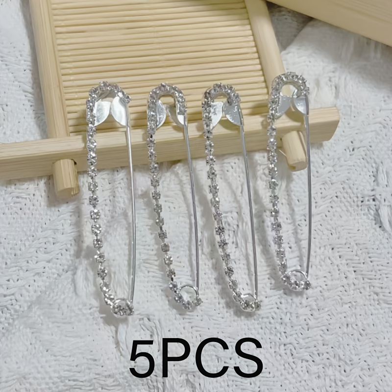 Image of 5pcs Silvery Waist-cinching Safety Pins Suitable For Altering Trouser Waists, Preventing Wardrobe Malfunctions, And Securing Clothing Or Decorative Additions