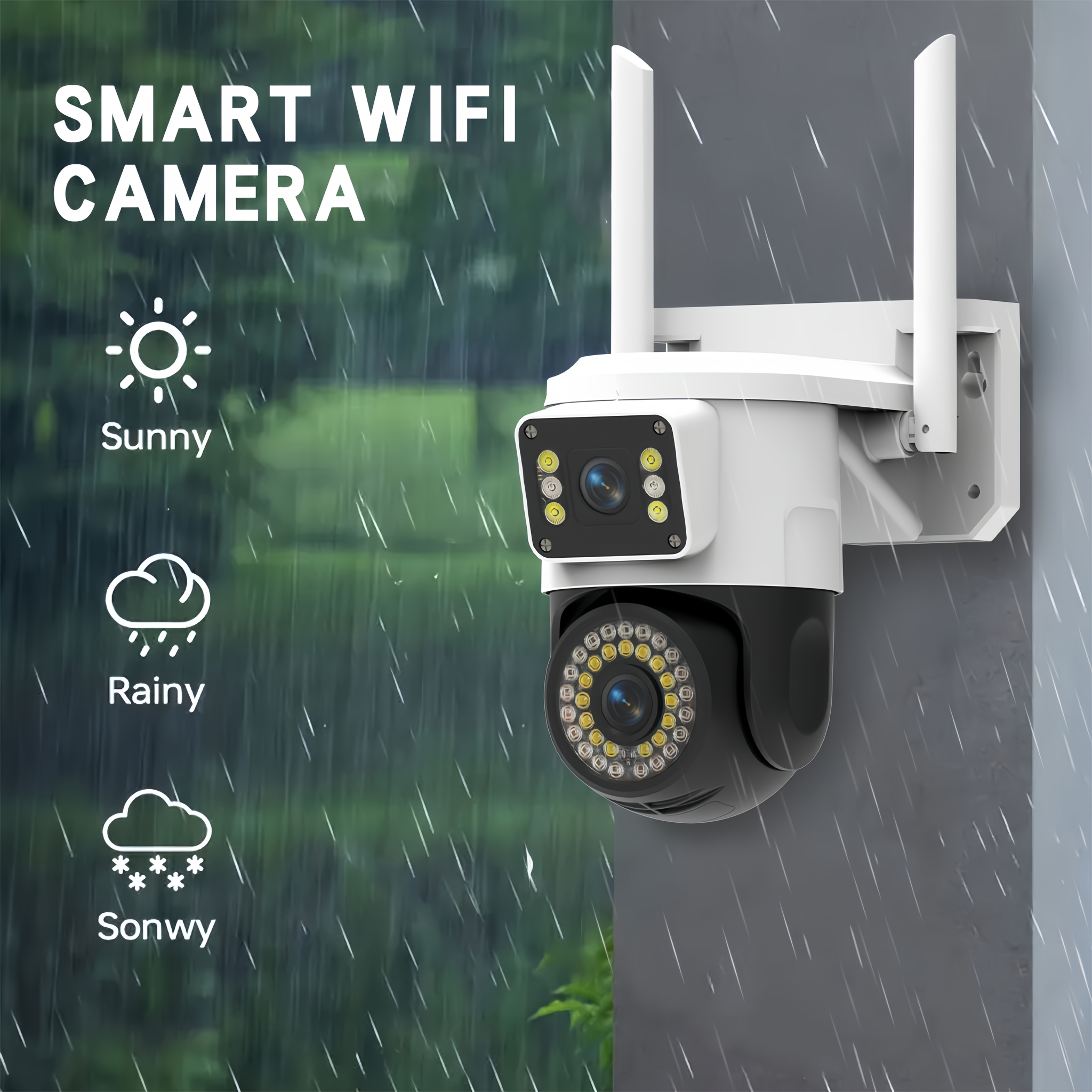 4mp outdoor security camera with dual lens pan-tilt (355° ptz) & tracking, audio, smart wireless wifi, night vision, usb-powered wireless surveillance system, app control, sd/cloud storage for /business cctv camera Product details 6