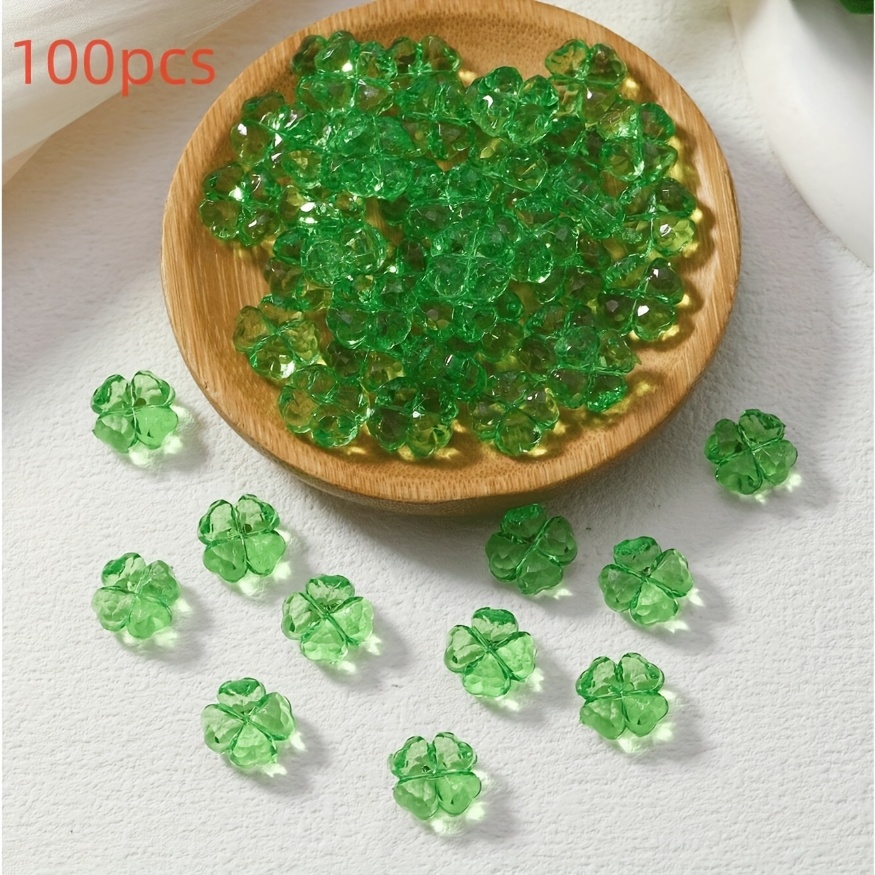 TEMU 50/100pcs Acrylic Beads, Transparent Green Design For Making  Bracelets, Necklaces, Earrings, And Phone Charms, s Day Crafts, Charms For Jewelry Making