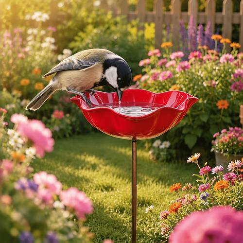 3d handmade metal flower garden stake with bee bath bird water bowl 2026 new decorative outdoor yard art watering station weather resistant garden decor gift yellow