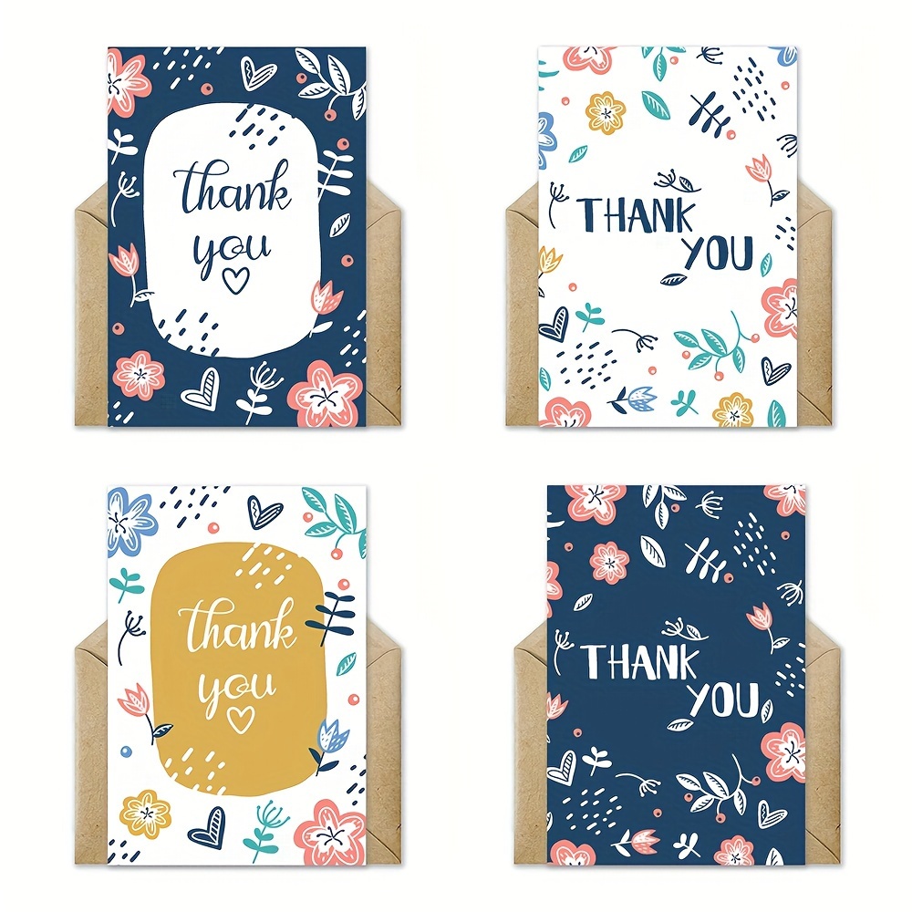 

Floral Thank You Greeting Cards - 20 Pack With Envelopes For Any Occasion - Wedding, Baby Shower, Graduation, Farewell - Flowers Patterned, Blank Inside, Suitable For Anyone