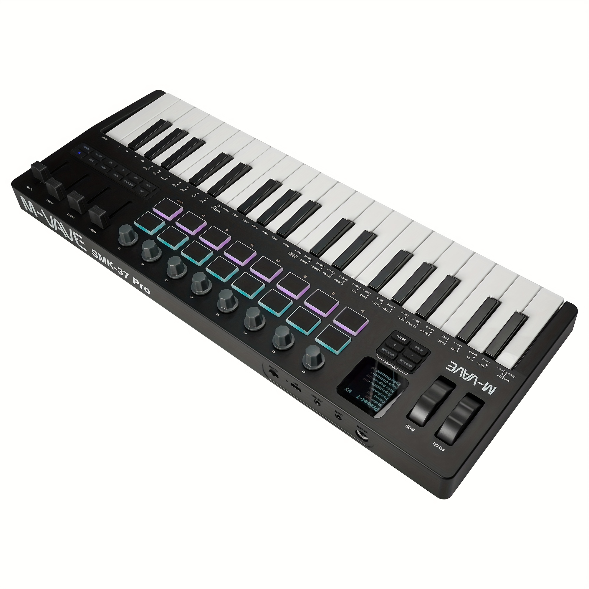m smk 37 pro 37 key midi keyboard 16 rgb pads 8 knobs - Temu