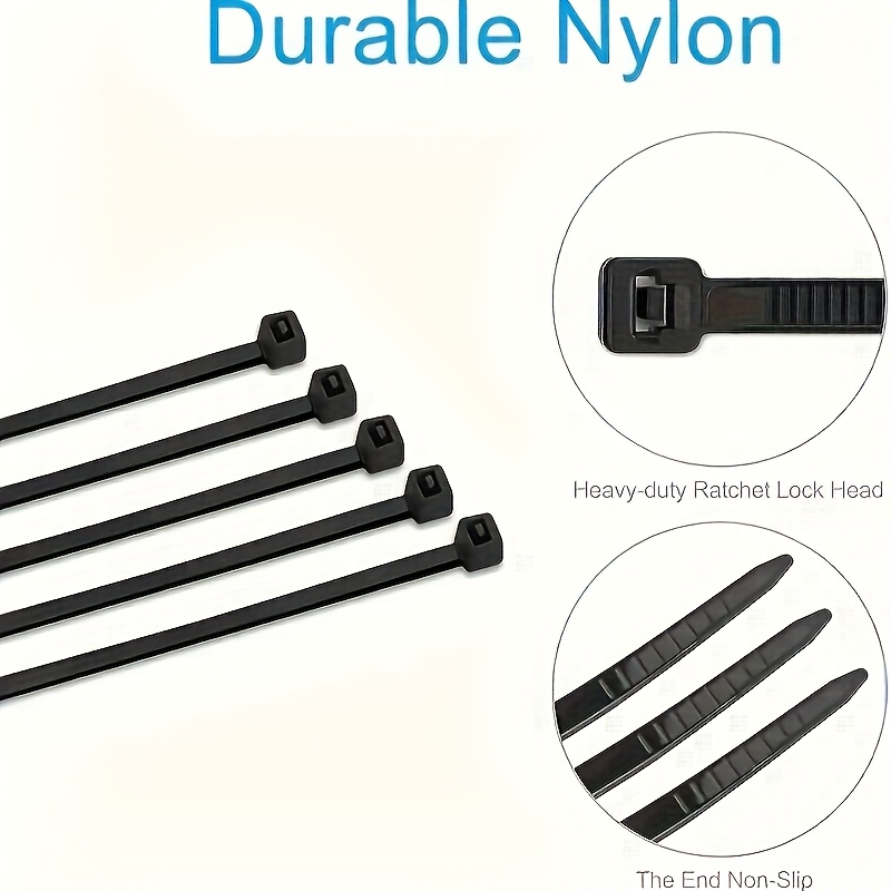100pcs Heavy Duty Tie, Self-Locking Function, High Strength and Durable Nylon Zipper Strap for Construction and Home Organization, Cable Management