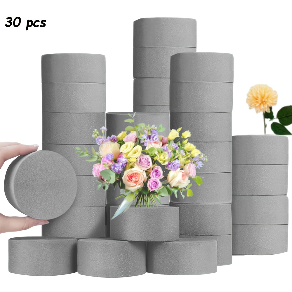 E-shop 30 graue zylindrische Blumensteck Schaumstoffstücke, 3,15 Zoll (ca. 8 cm) grüner nasser trockener Blumensteck Schaumstoff, geeignet für