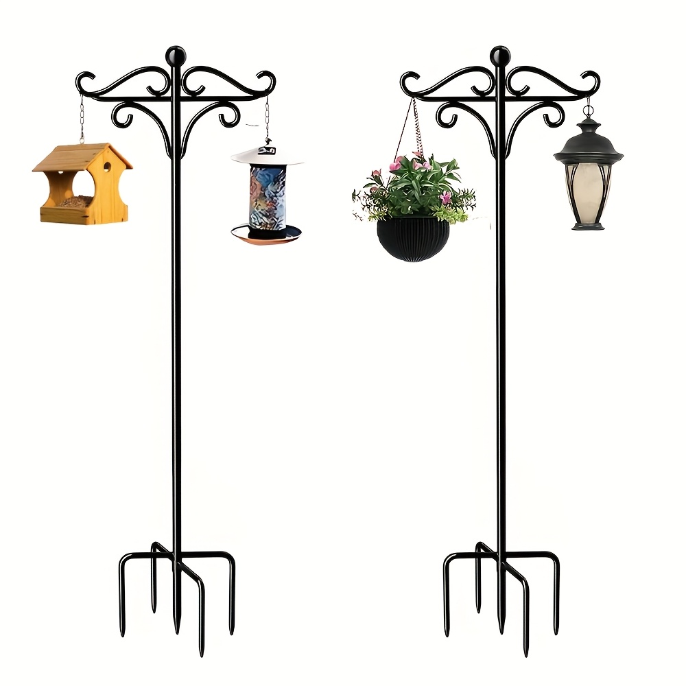 TEMU 4/2 Packs - Sturdy 74.8-inch Adjustable Shepherd Hook Bird Feeder, 5 Bases, And Contemporary Style - Perfect For Hanging Bird Feeders, Plant
