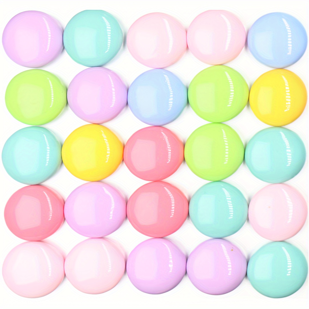 

20pcs Acrylic Creamy Pastel Resin Dots Set, 12mm Round Cabochons For Diy Crafts, Phone Case And Stationery Box Embellishments