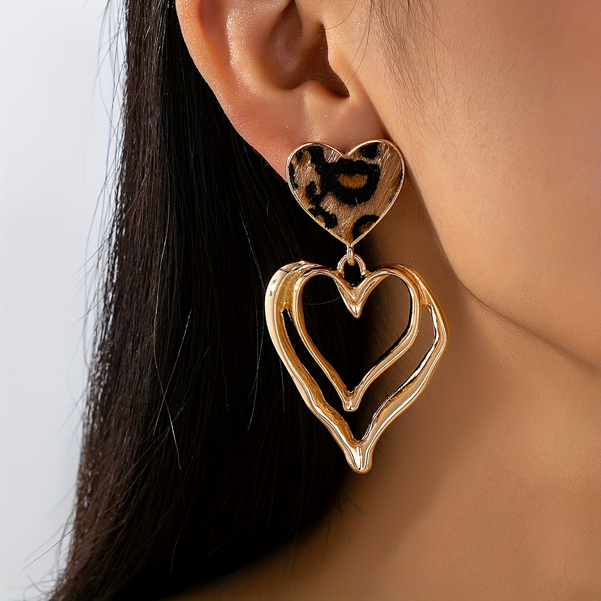 TEMU Elegant And Versatile Leopard Print Earrings For Women, Perfect For Summer