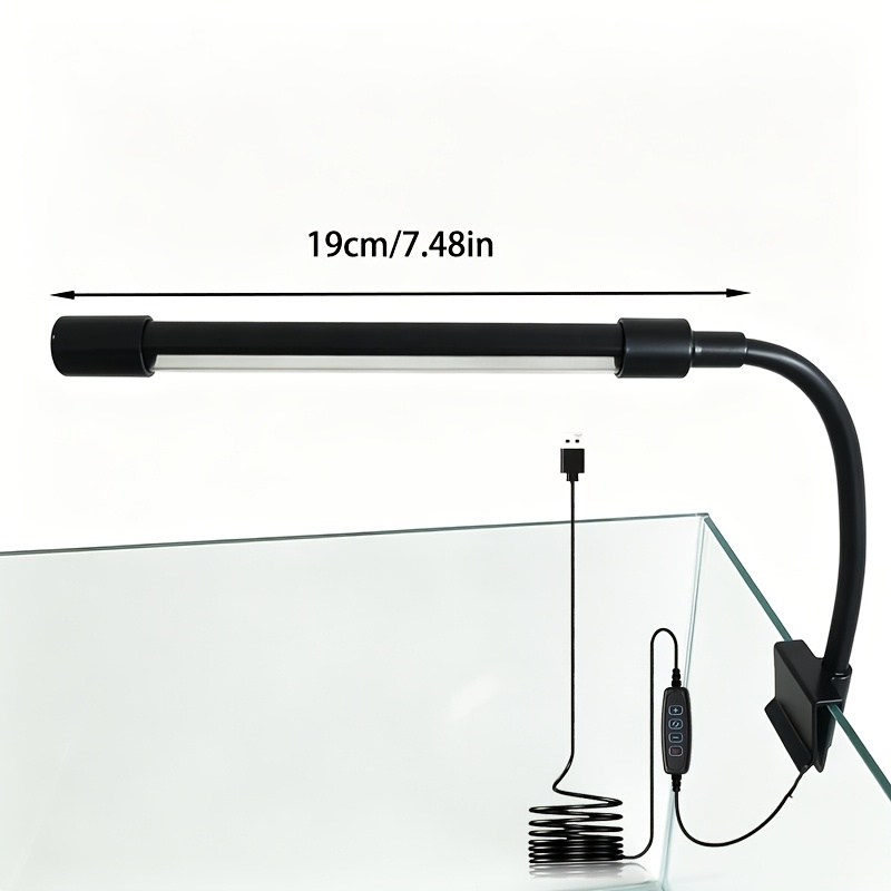 TEMU Luce LED per acquario USB, luce a clip per vasca dei pesci, luce a completo per la crescita delle piante con luminosit� regolabile e rotazione a