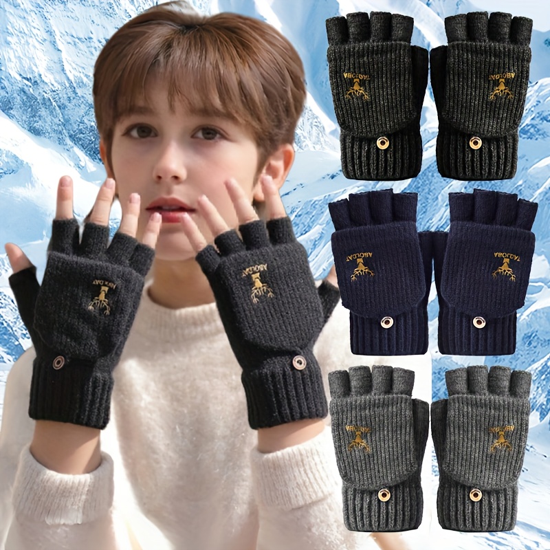 QKURT 6 paar magische handschoenen - winter gebreide volledige vinger stretch warme handschoenen voor 5 ~ 13 jaar oude kinderen meisjes jongens