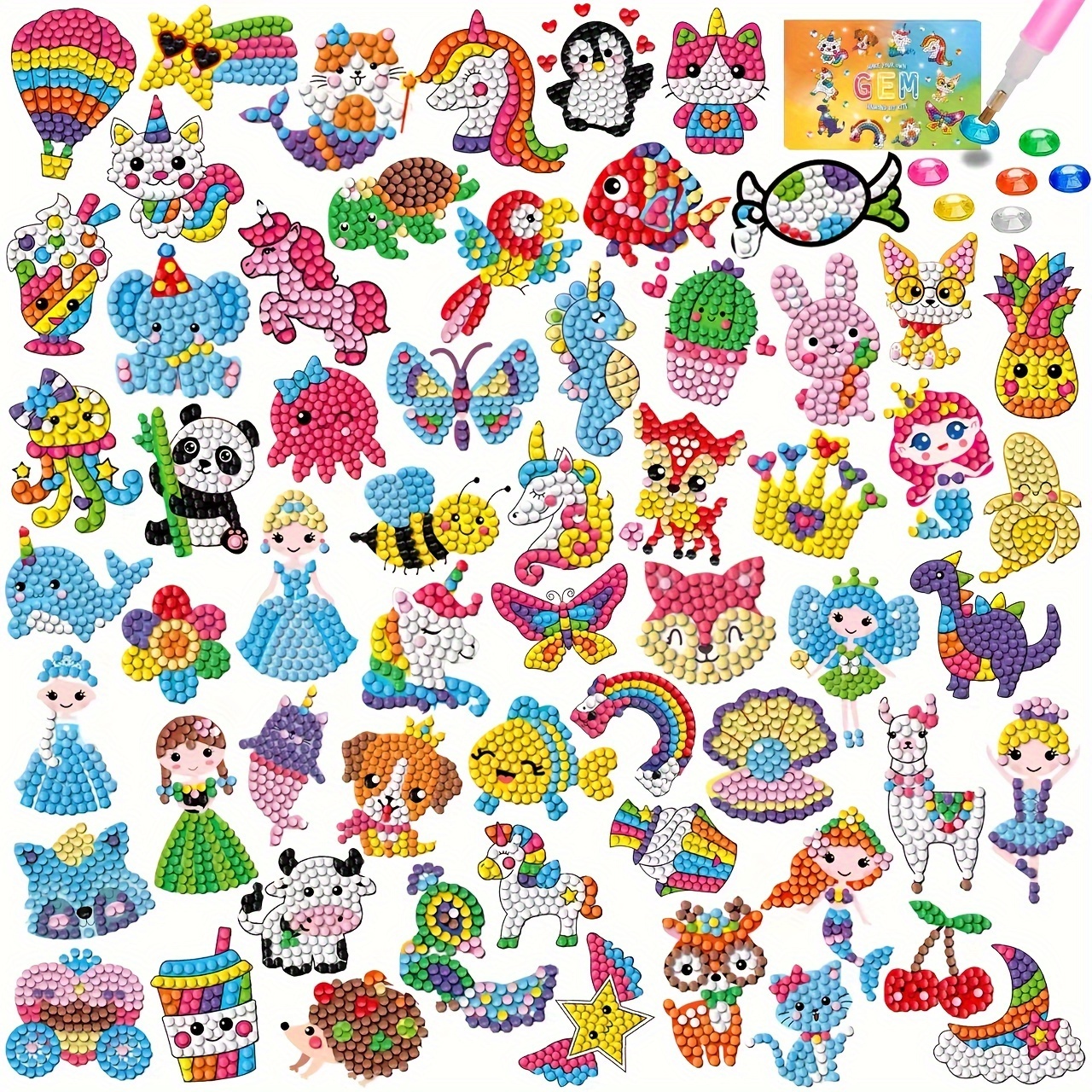 

60pcs Diy 5d Diamond Painting Stickers Kit - , , , Plastic , For Easter/halloween/christmas Gifts, , Schoolbag, Mug Decorations, Interactive ,