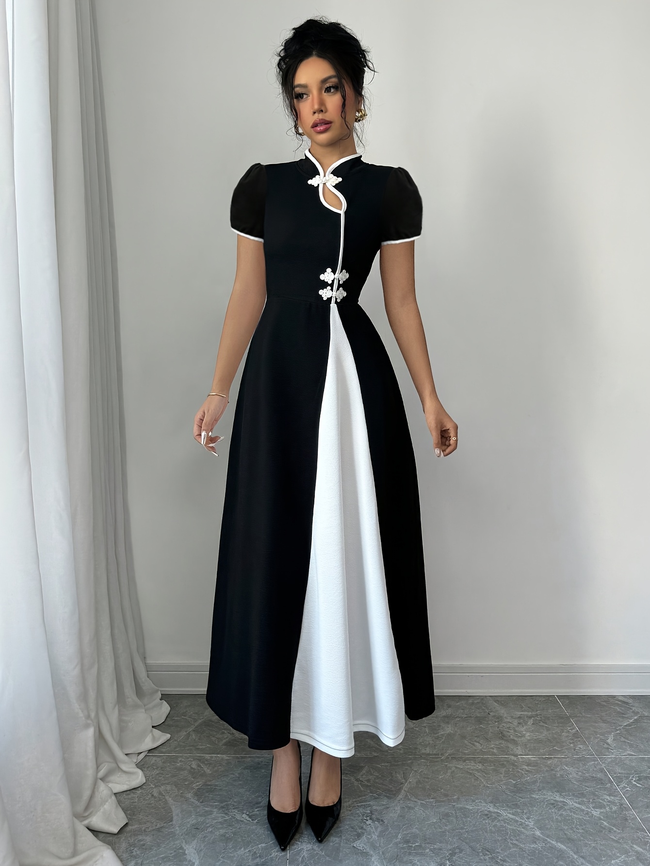 elegant new chinese style dress button closures women - Temu