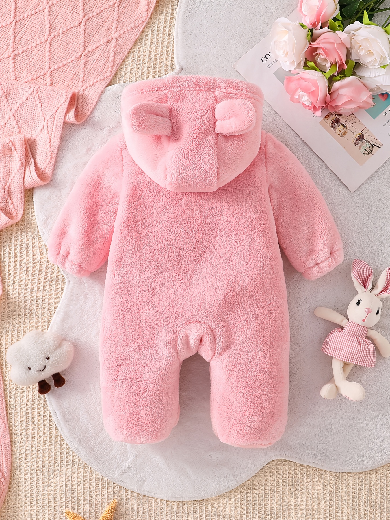 Baby Autumn Winter Footed Bodysuit with Cute Bunny Design