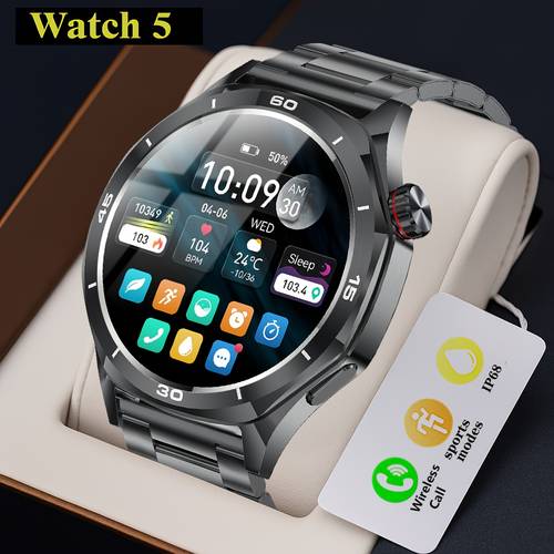 Watch5 Men s smartwatch, , 360 * 360 HD, 1.52-inch screen wireless calling, online dial, waterproof sports watch, 400mAh large battery, compatible with iPhone&iAndroid Christmas gifts