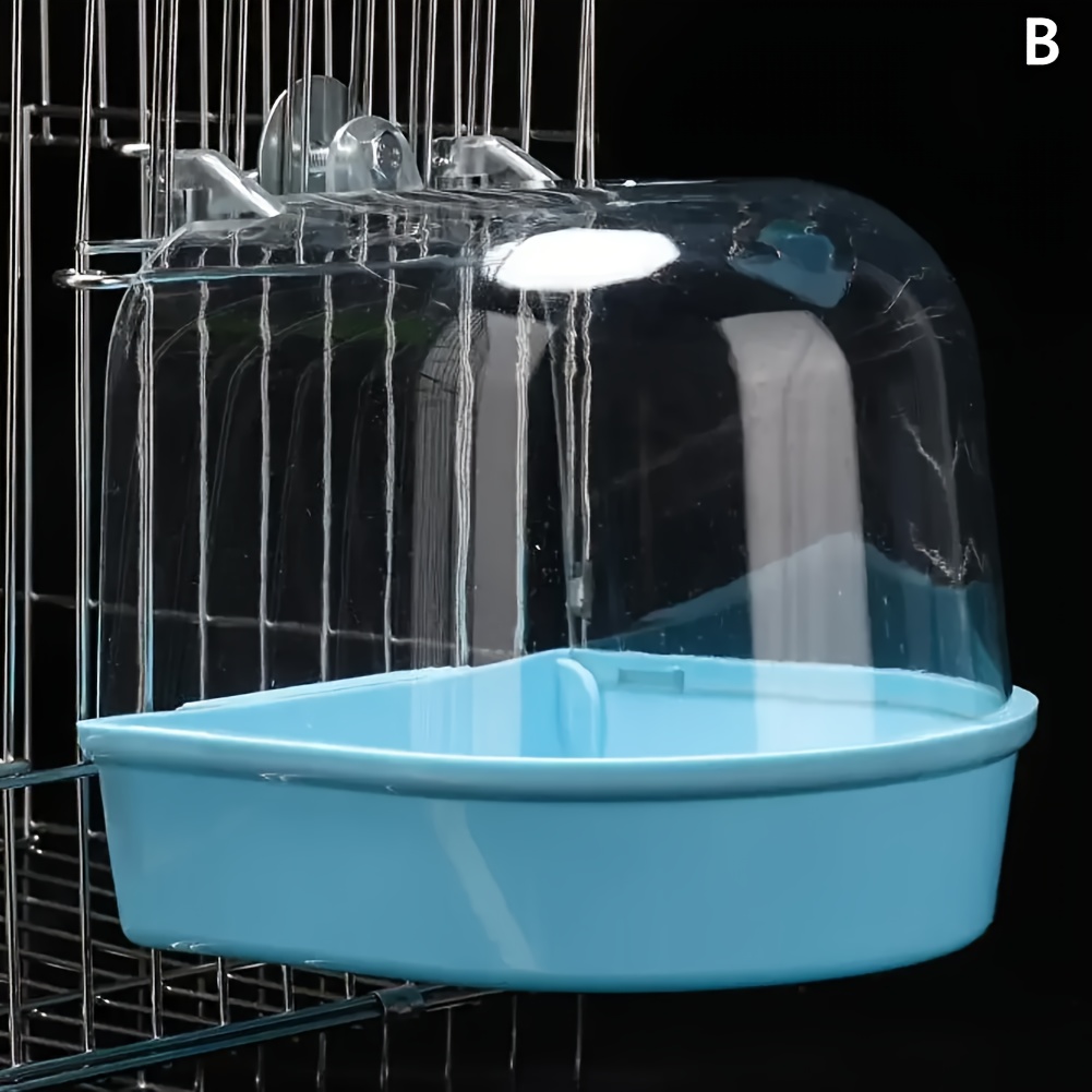Image of 1pc Bird Compatible For - Plastic Bird Shower Cage Suitable For Canary, Lovebirds, Parrot - Space- Bird Bath For Cage, Install &, Hygienic Bird Bath For Pet