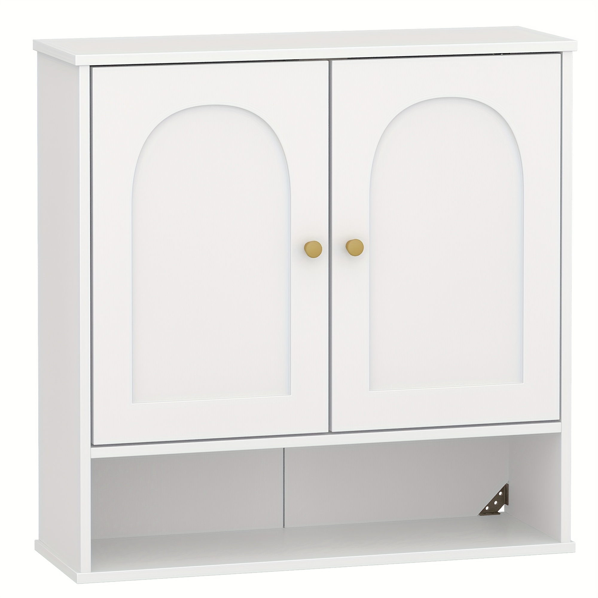 Image of Wall Cabinet, Bathroom Cabinet, Wall Cabinet For Toilet And Above Sink, With 2 Doors, And Adjustable Shelves Medicine Cabinet, White With Wood Grain