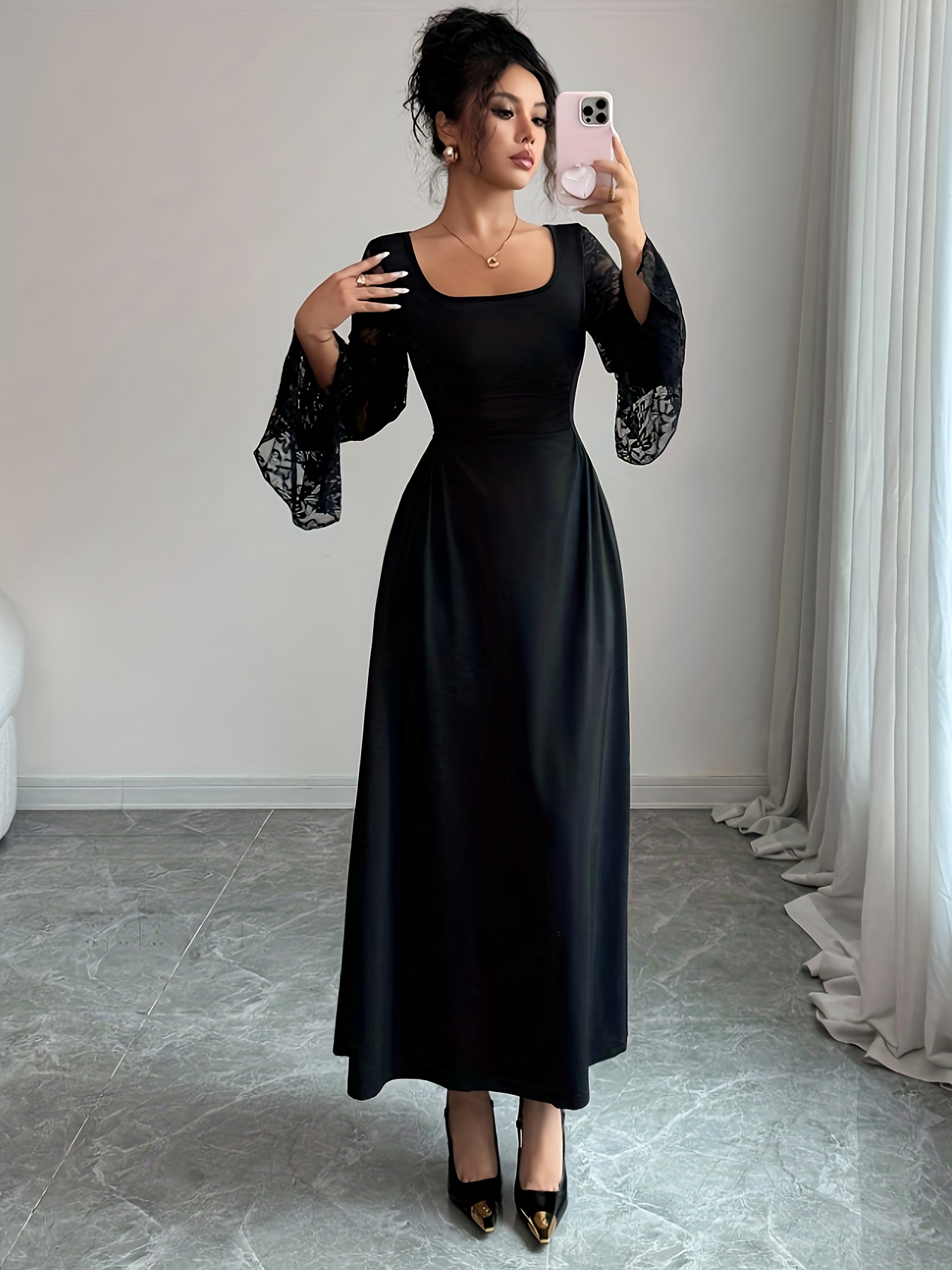 chinese dress ladies Bohemian Lace Bell Sleeve Mini Dress main image 1