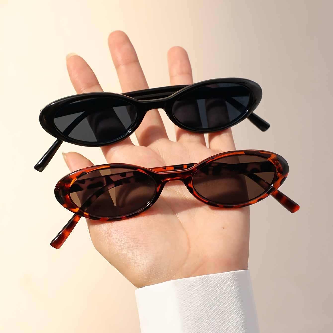 

2pcs Retro Oval For Women Men Small Frame Anti Glare Fashion Sun Shades For Beach Party Club Fashion Glasses