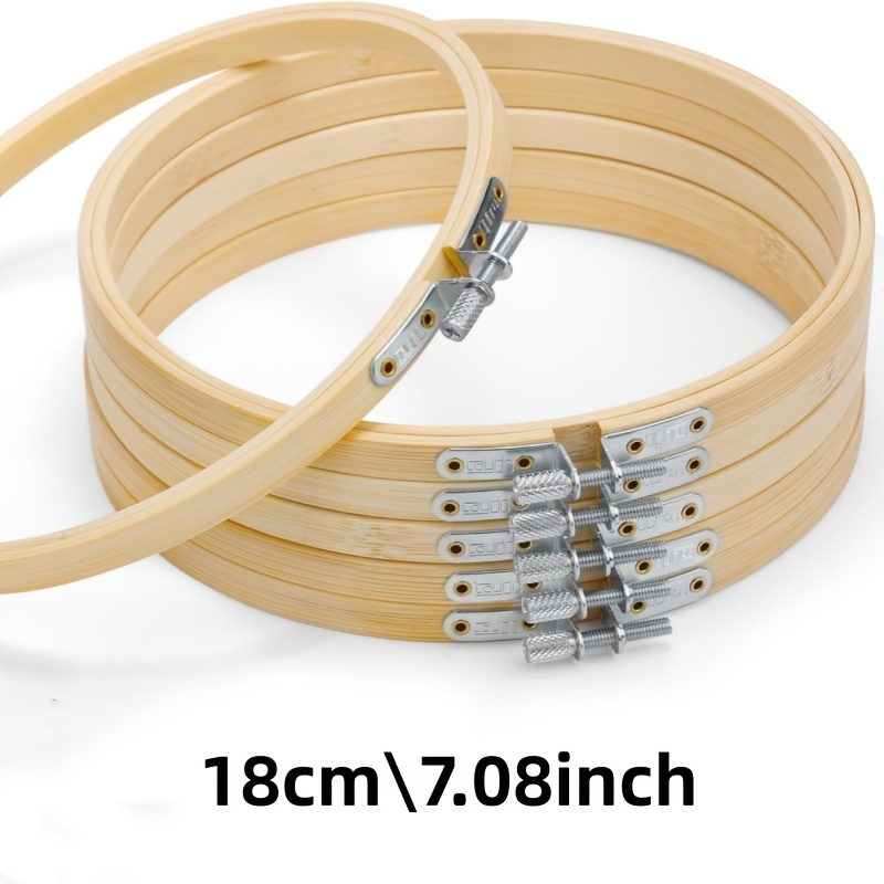 TEMU 6pcs Embroidered Hoops, Product Size 18cm/7.08inch, Round Embroidery Hoop Set, Adjustable Cross Stitch Hoop Ring, Embroidery Frame For Art Craft