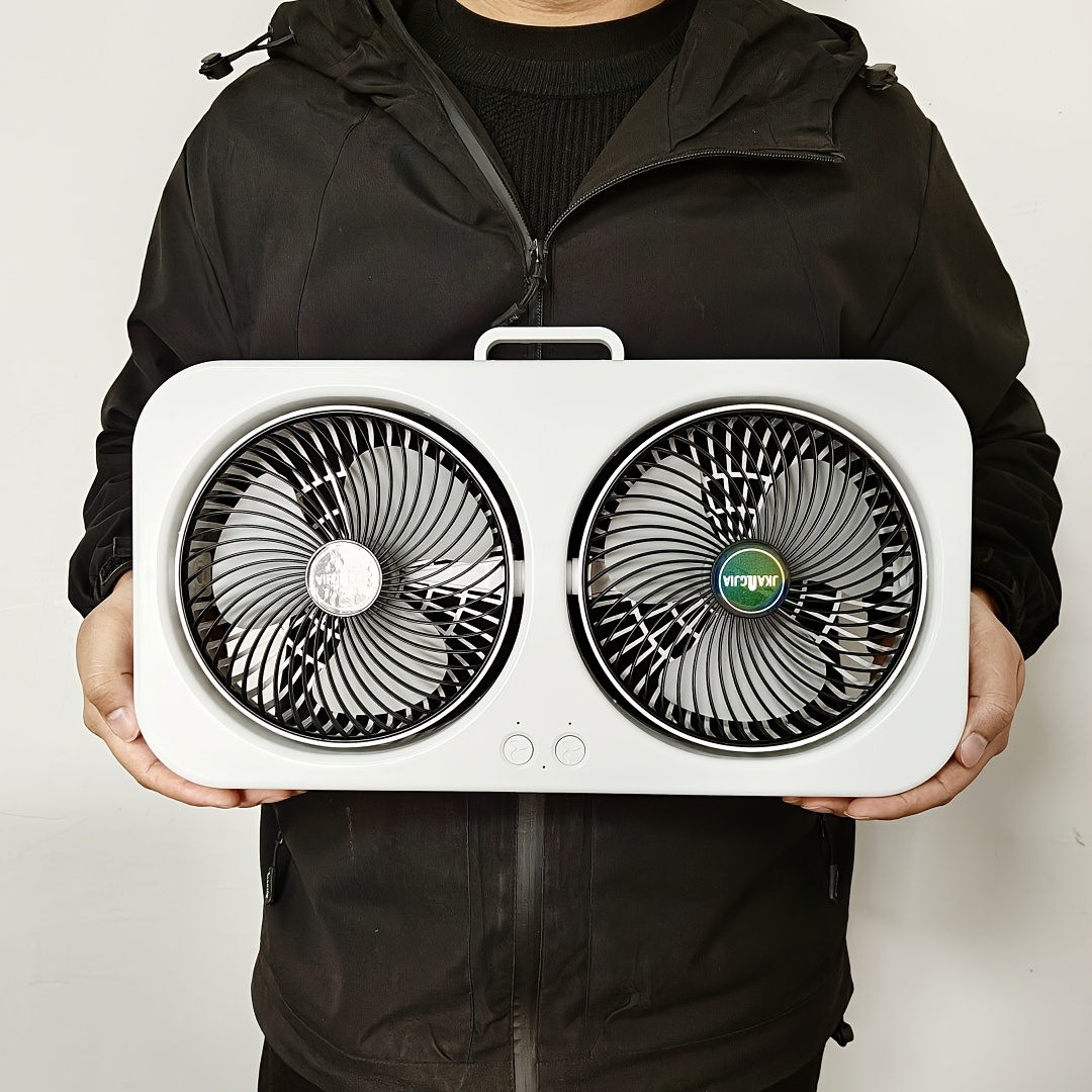 Image of Convenient Desktop Dual Head Air Circulation Fan, Usb Charging Desktop Fan, Household Wall Mounted Fan, 3 , Portable Small Fan, Suitable For Office, Dormitory, Camping