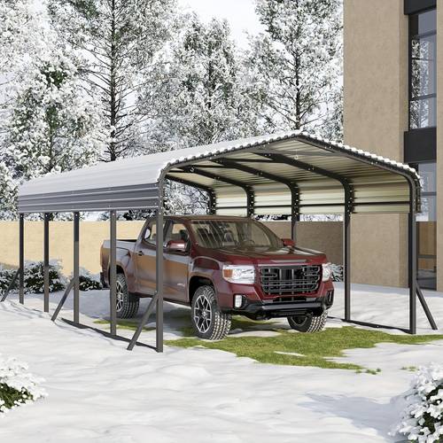 12x20ft metal carport heavy duty carport with galvanized steel base large outdoor carport canopy metal carport garage for cars boats trucks gray 12x20ft