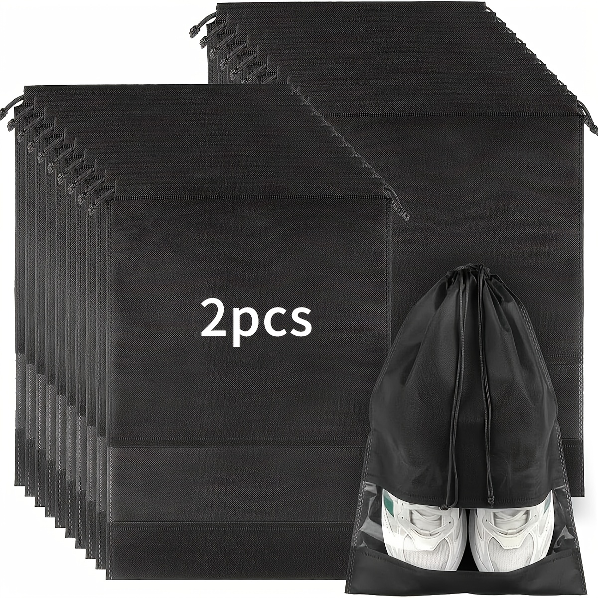 TEMU 2/5/7 piezas bolsa de almacenamiento negra para zapatos de viaje, adecuada para hombres y mujeres, bolsa de zapatos | bolsa minimalista para
