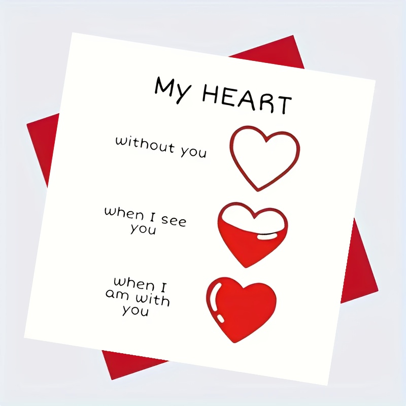 Image of A Humorous And Interesting Heart-shaped Valentine's Day Card, A Multifunctional Love Proposal Card, A Romantic Birthday Greeting Card, And A Wedding Card (card + Envelope)