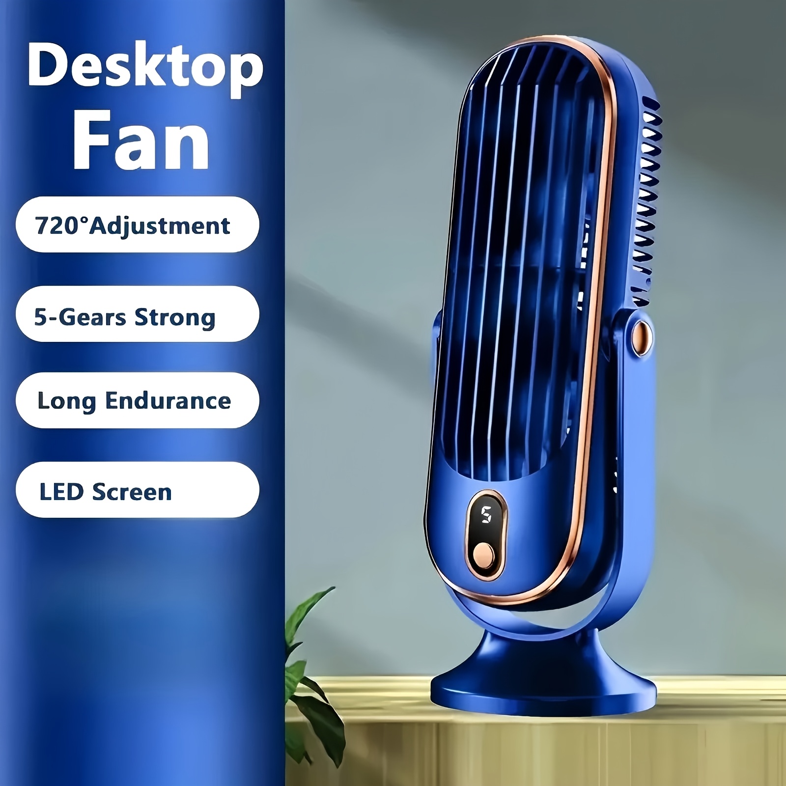 Portable Desktop Cooler - Large Battery Dual Motor Household Small Air Cooler, Usb Rechargeable, 5- Cooling Fan 720 ° Surround Air Blower, Office, , Camping, Outdoor Rv Portable Usb Fan