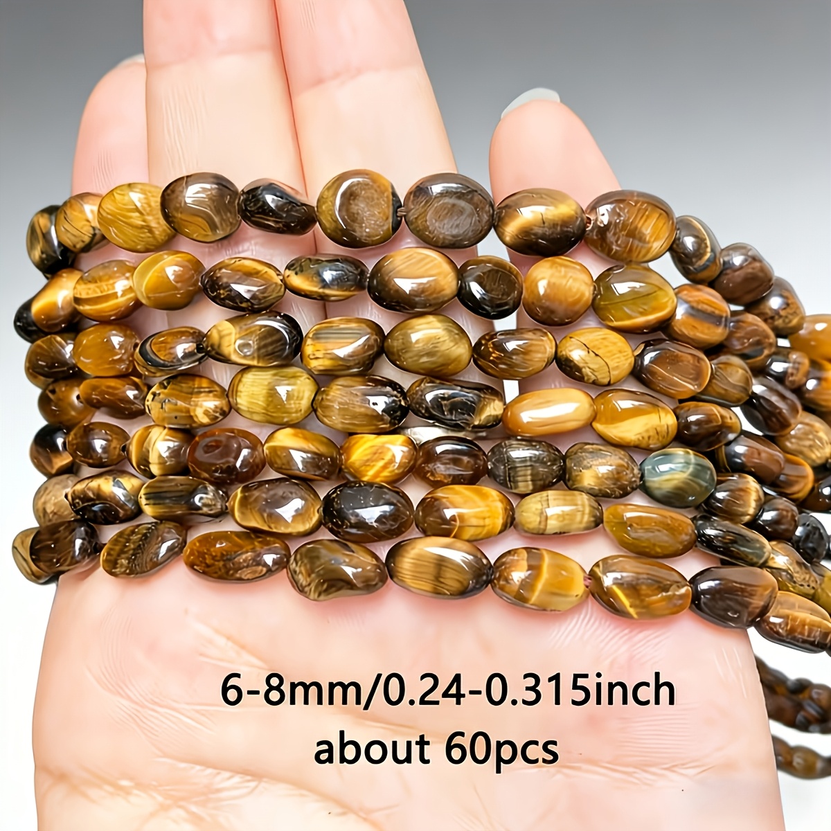 TEMU Perles d'œil de tigre naturel - Pierres d'espacement irrégulières jaunes et marron pour la fabrication de bijoux, bracelets de mode, et boucles