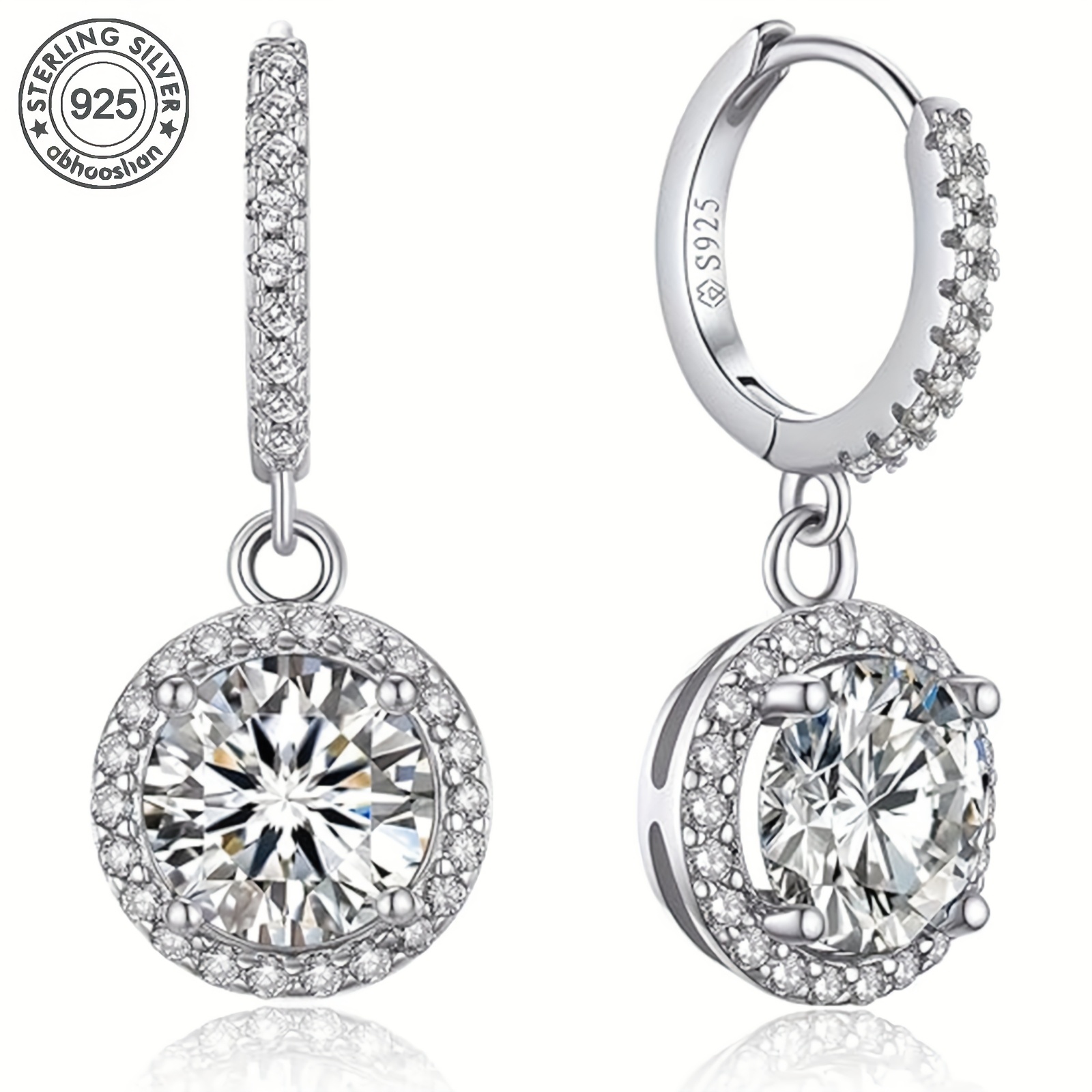 925 sterling silver disc starry sky moissanite hoop pendant earrings fashionable and elegant suitable for weddings and parties with a   box Product details 4