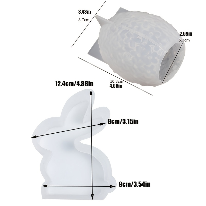 E-shop 2er-Set Silikonformen Hasenform und Eierblumenkugel-Form Hasen Gipsmühle Kerzenform Niedliche Osterornament Silikonform Kristalltropfen Harz
