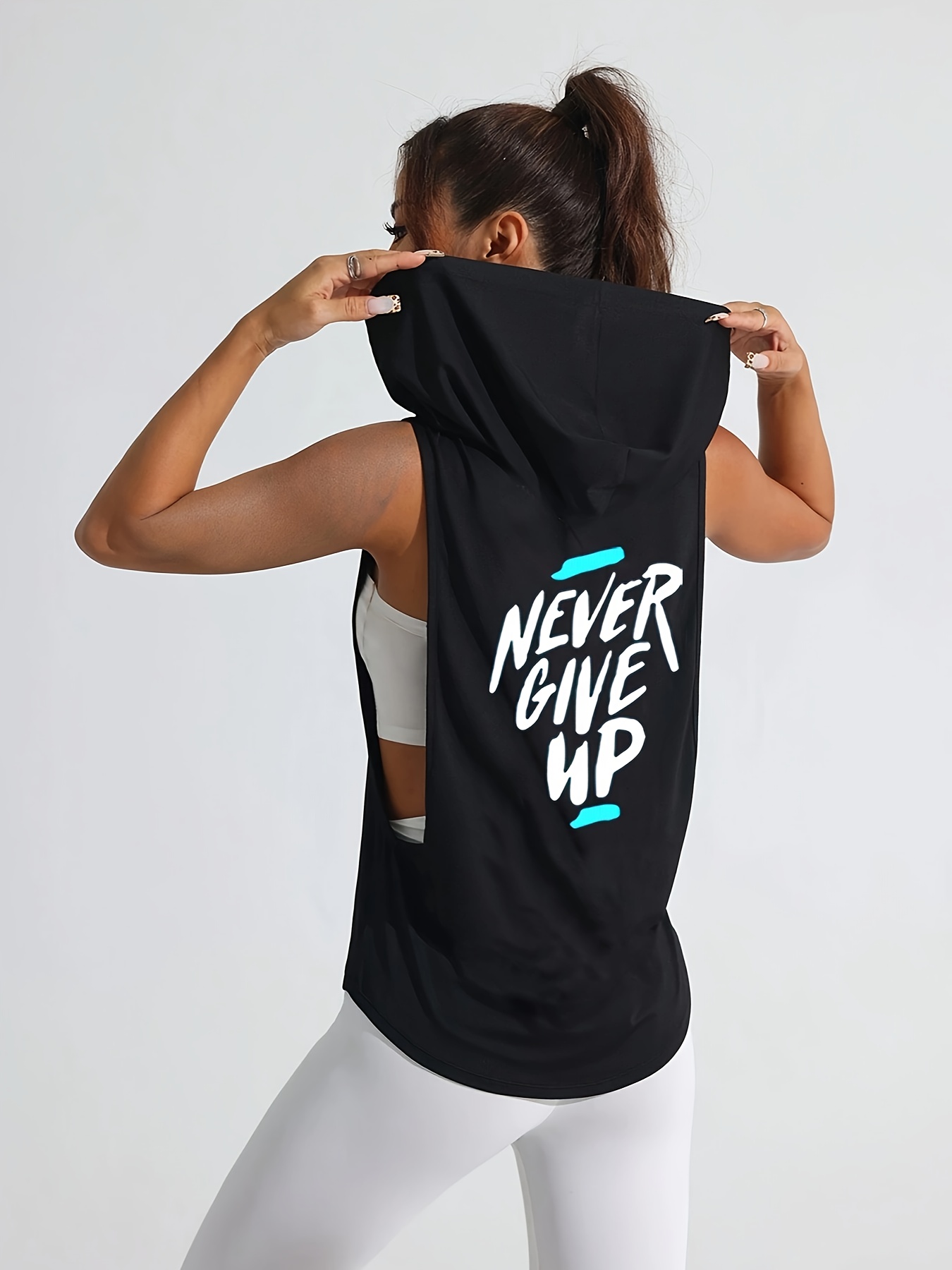 womens never give inspirational graphic tank top quick dry Temu
