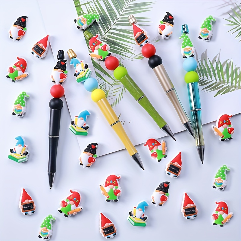 

20pcs Cute Dwarf Silicone Beads For Pens Cartoon Character Beads For Keychain Making Diy Craft Supplies
