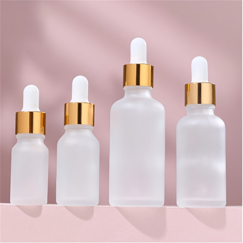

2pcs Frosted Glass Dropper Bottle, Cosmetic Packaging Containers With Gold Pipette For Essential Oils, Home Decor For Living Room Bathroom Bedroom, Travel Supplies, Gift