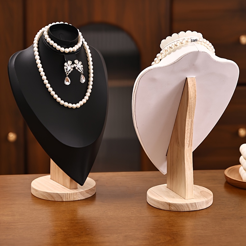 3-in-1 Wood Jewelry Bust Display Stand