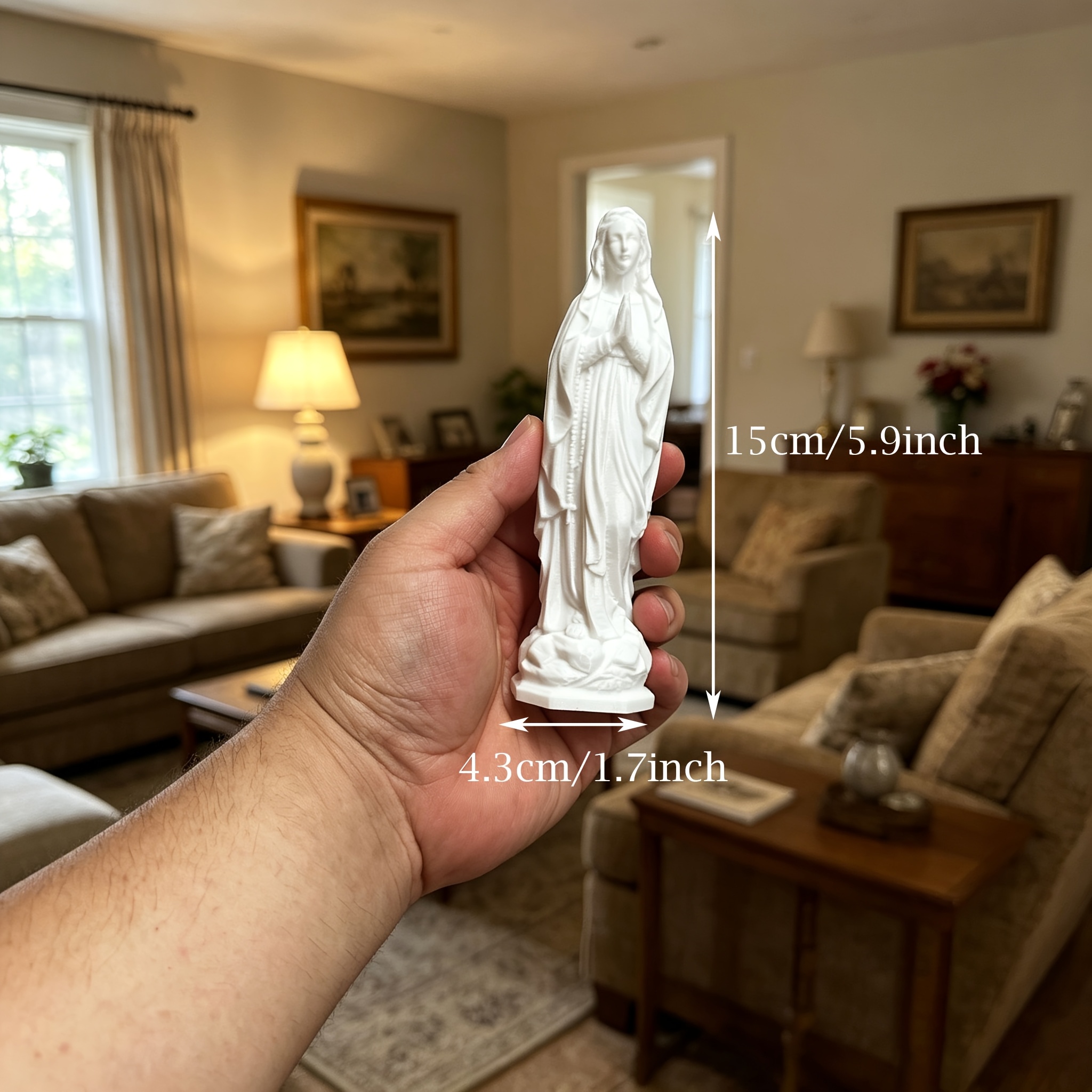 TEMU 1pc Praying Virgin Mary Statue - 3d Printed Suitable For Home Altar, Room, Church, - White Matte Plastic Virgin Mary Figurine, Religious Decor