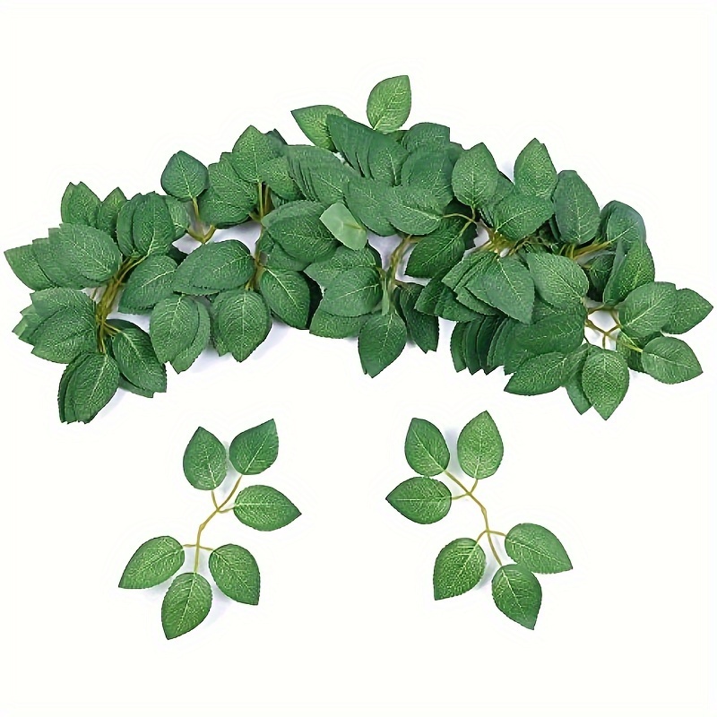 

300 Leaves Fake Rose Flower Leaves, Artificial Green Leaves Bulk Silk Greenery For Diy Wedding Bouquets, Centerpieces Party Rose Vine Tables Home Decorations Wreath Garlands Supplies