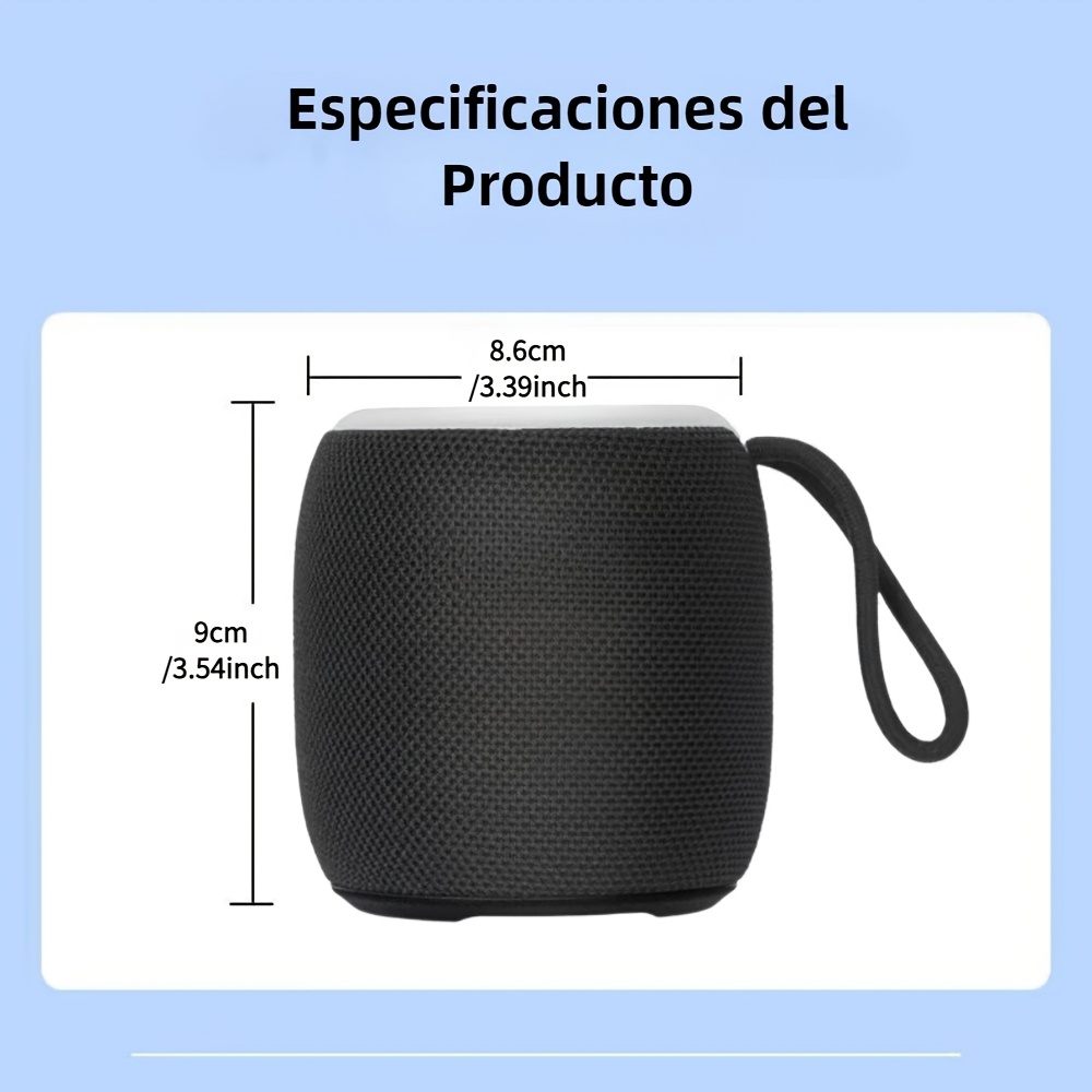 Altavoz Bluetooth Pequeño con Subwoofer, Gran Volumen, Portátil para Hogar, Exteriores y Coche, Mini Altavoz