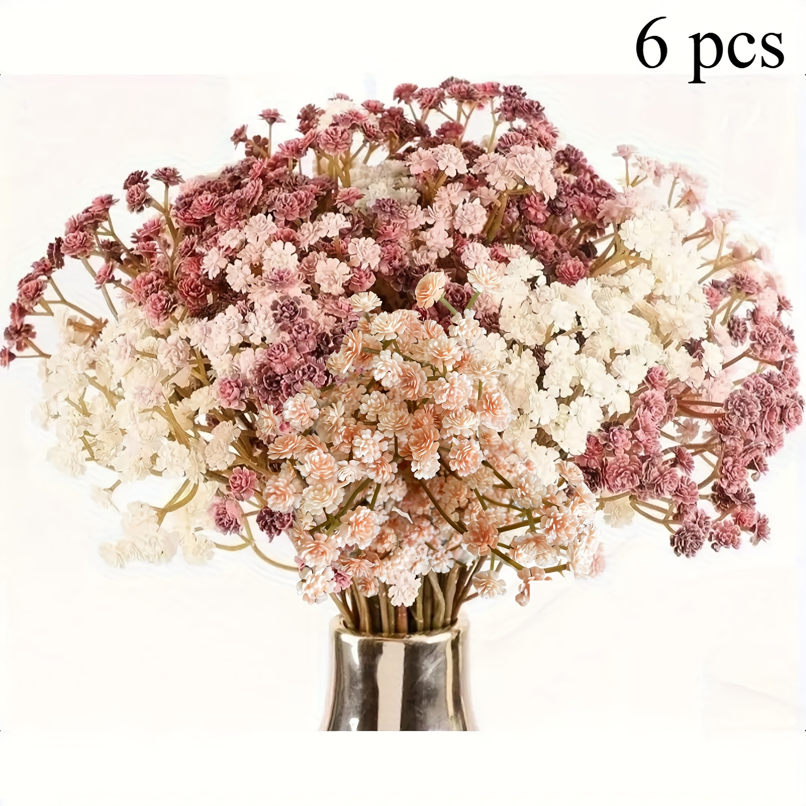 Image of 6pcs Mixed Fall Decor Artificial Babysbreath Flowers, Harvest Fall Flower Stems Bouquets For Thanksgiving Decoration Home Autumn Wedding Party Decor Floral Arrangements Centerpiece