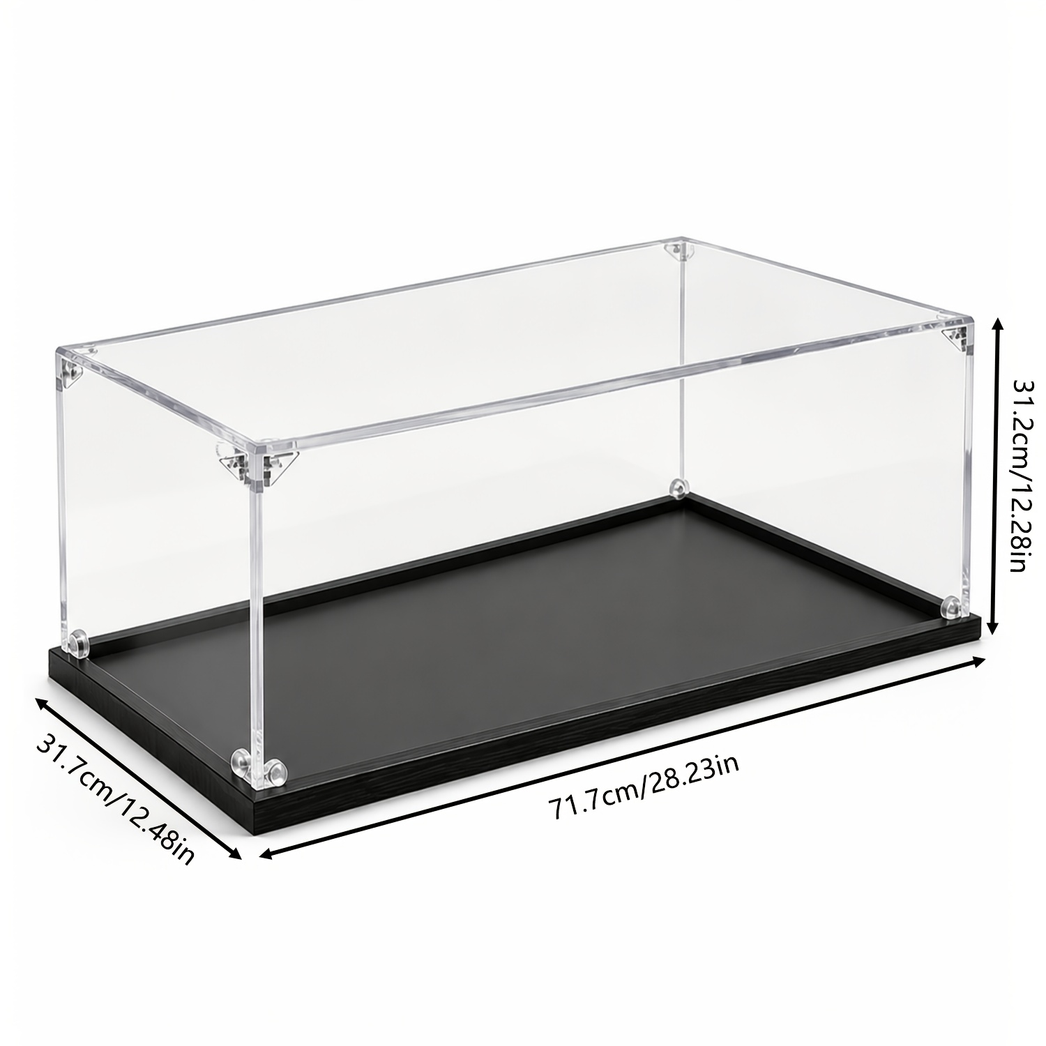 TEMU 1pc Premium Acrylic Car Model Display Box. Transparent Dust-proof Display Box. Thickened . Sturdy And Stackable. 28.23 X 12.48 X 12.28 Inches.