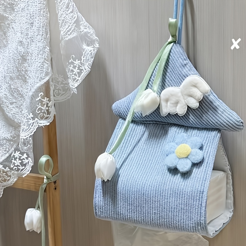 TEMU 保温スタイル ペーパーバッグ、トイレットペーパー、かわいい布張りペーパーボックス、浴室用吊り下げバッグ、車用吊り下げバッグ、寮用